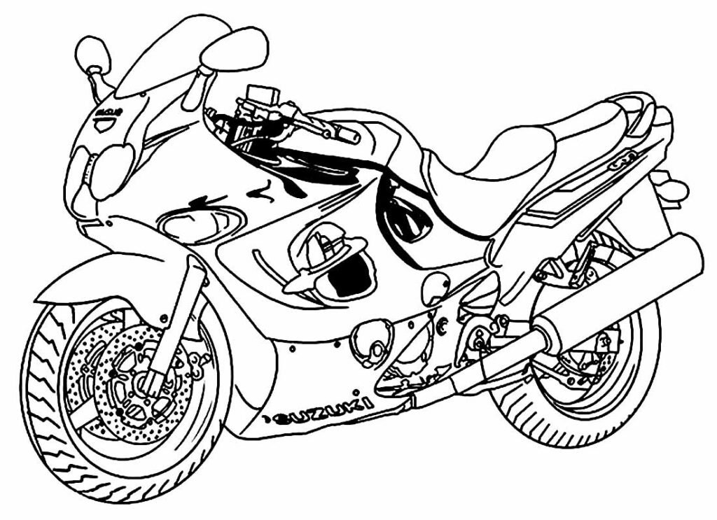 Desenhos de Moto para Colorir e Imprimir